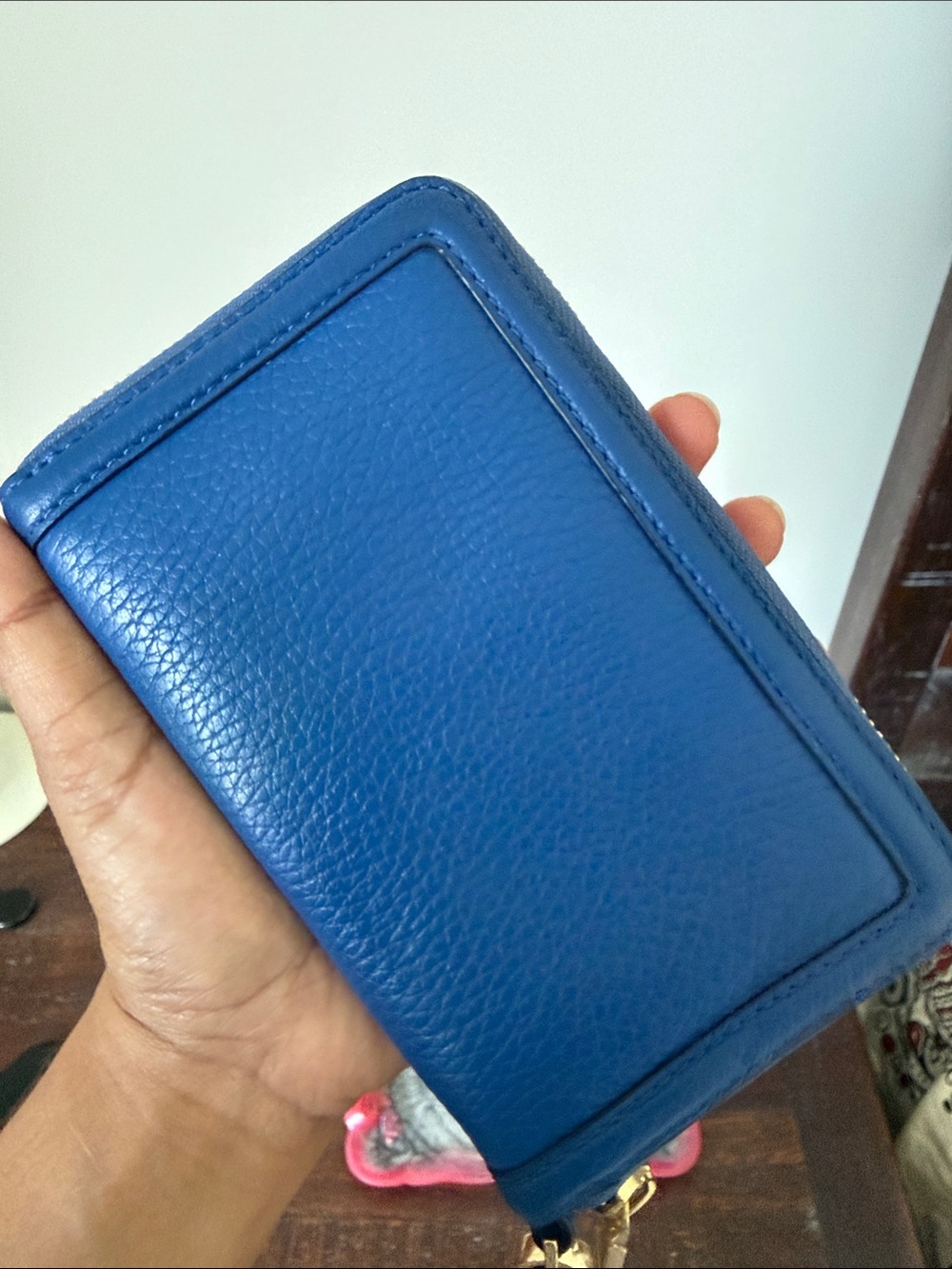 Tory Burch Royal Blue Pebbled Leather Wristlet - Picture 6 of 15